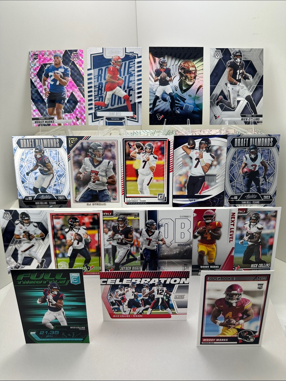 Texans Nico Collins/Tank Dell/Higgins/CJ Stroud/Woody Marks Rookies lot of 18 - Picture 1 of 14